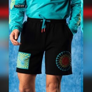 Vibrant Graphic Black Athletic Shorts